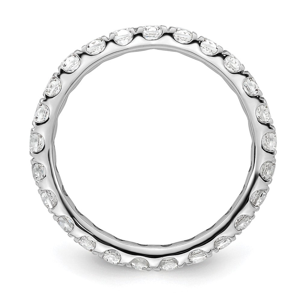 14k White Gold Polished Size 4 U-Shared Prong 1 carat Diamond Complete Eternity Band