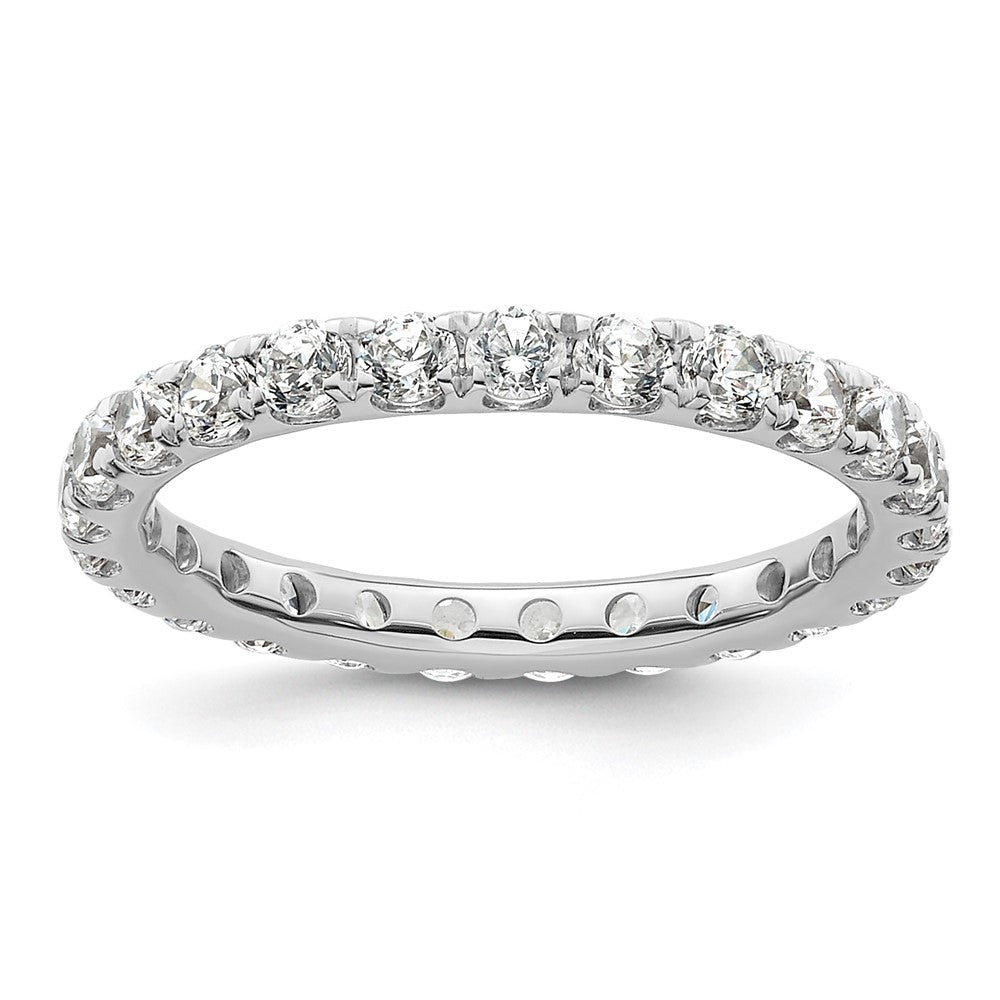 14k White Gold Polished Size 4 U-Shared Prong 1 carat Diamond Complete Eternity Band