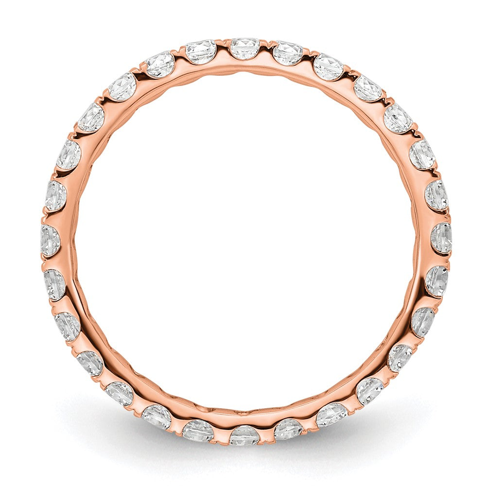 14k Rose Gold Polished Size 5.5 U-Shared Prong 1 carat Diamond Complete Eternity Band