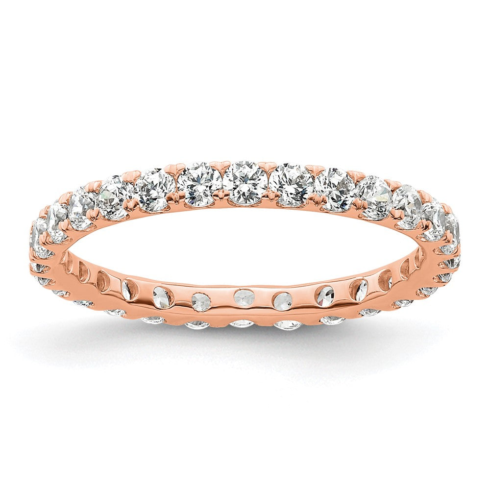 14k Rose Gold Polished Size 5.5 U-Shared Prong 1 carat Diamond Complete Eternity Band