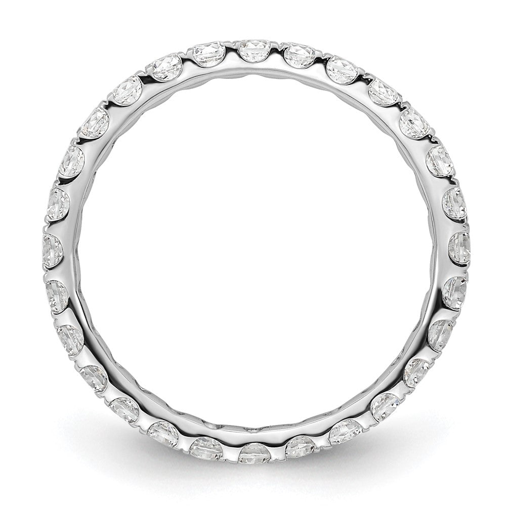 14k White Gold Polished Size 5 U-Shared Prong 1 carat Diamond Complete Eternity Band