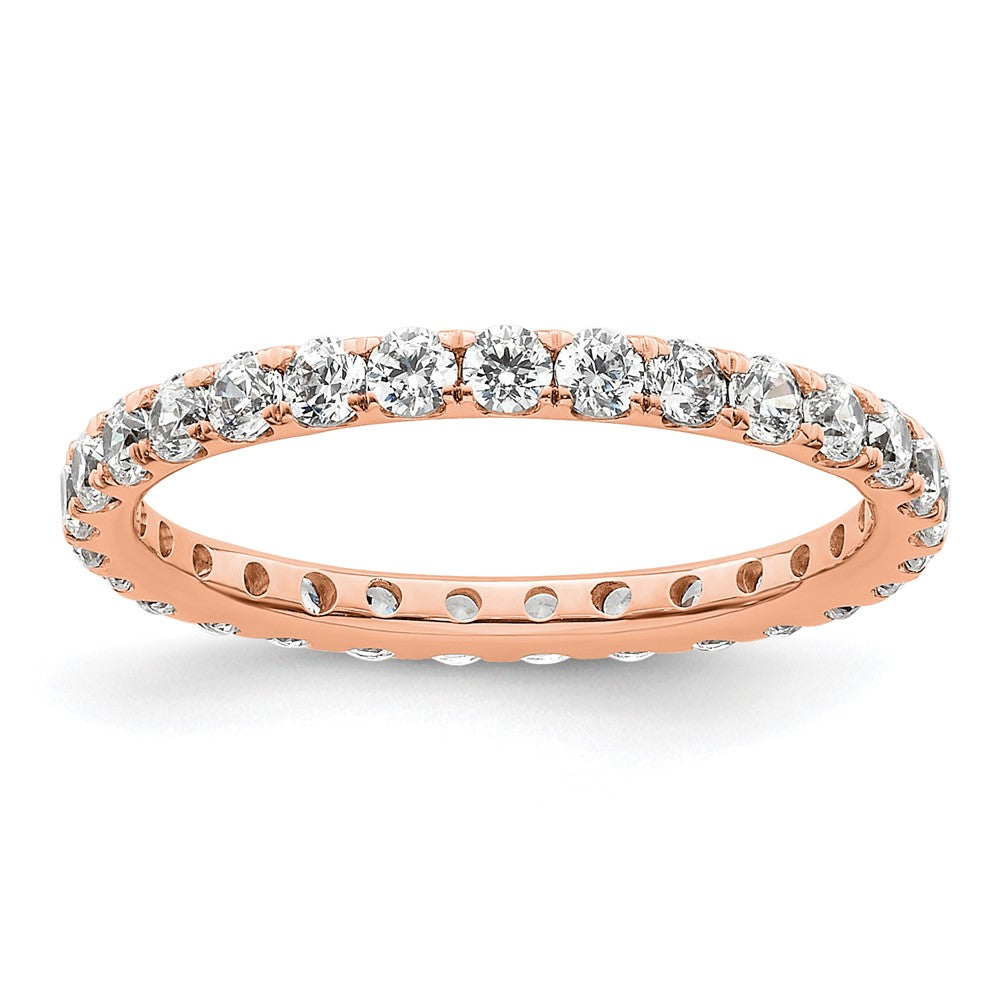 14k Rose Gold Polished Size 6 U-Shared Prong 1 carat Diamond Complete Eternity Band