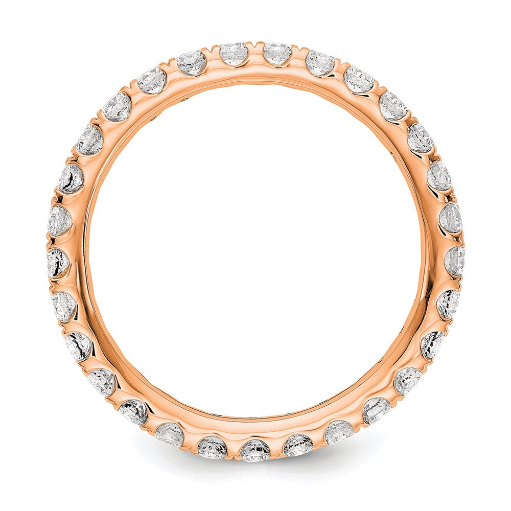 14k Rose Gold Polished Size 7 U-Shared Prong 1 carat Diamond Complete Eternity Band