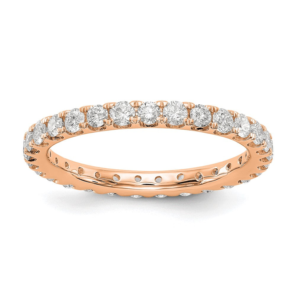 14k Rose Gold Polished Size 7 U-Shared Prong 1 carat Diamond Complete Eternity Band