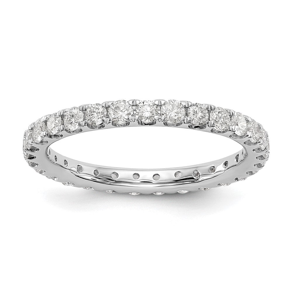 14k White Gold Polished Size 7 U-Shared Prong 1 carat Diamond Complete Eternity Band