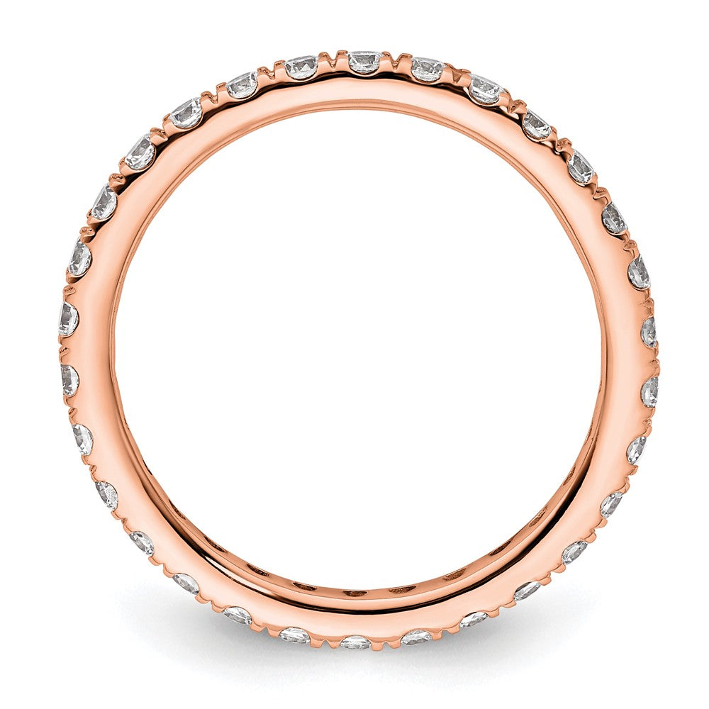 14k Rose Gold Polished Size 8.5 U-Shared Prong 1 carat Diamond Complete Eternity Band