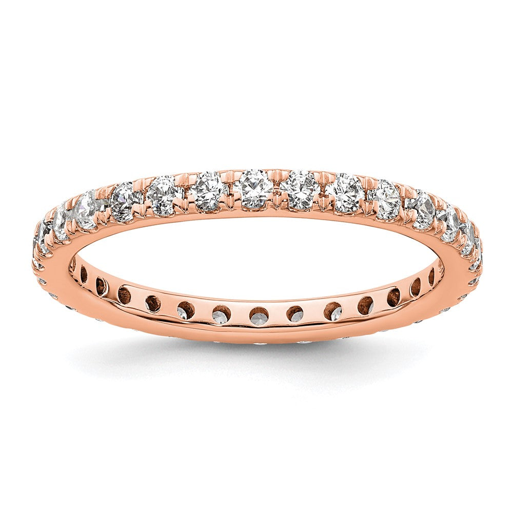 14k Rose Gold Polished Size 8.5 U-Shared Prong 1 carat Diamond Complete Eternity Band