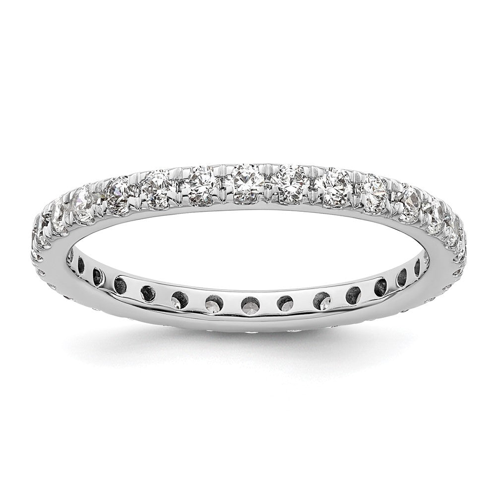 14k White Gold Polished Size 8.5 U-Shared Prong 1 carat Diamond Complete Eternity Band