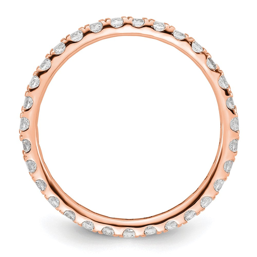 14k Rose Gold Polished Size 9 U-Shared Prong 1 carat Diamond Complete Eternity Band