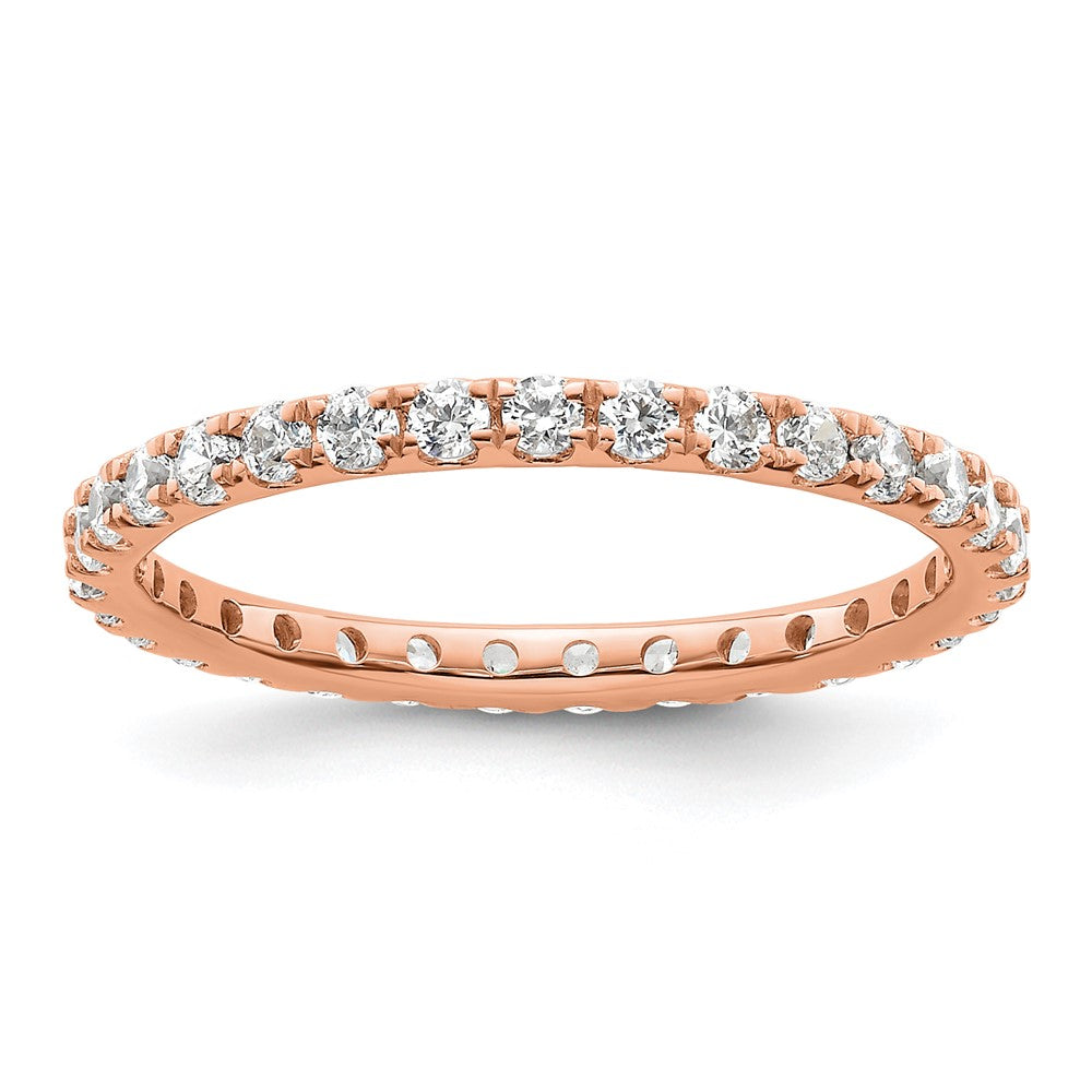 14k Rose Gold Polished Size 9 U-Shared Prong 1 carat Diamond Complete Eternity Band