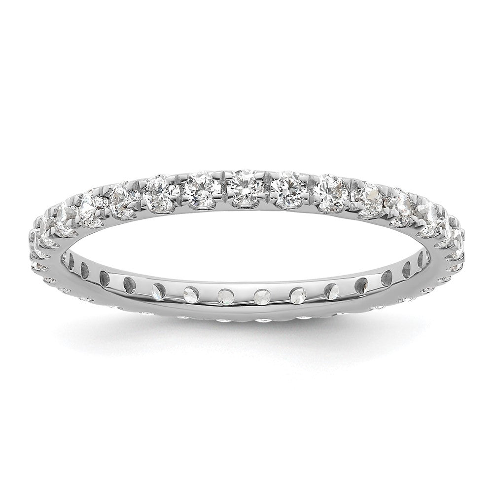 14k White Gold Polished Size 9 U-Shared Prong 1 carat Diamond Complete Eternity Band