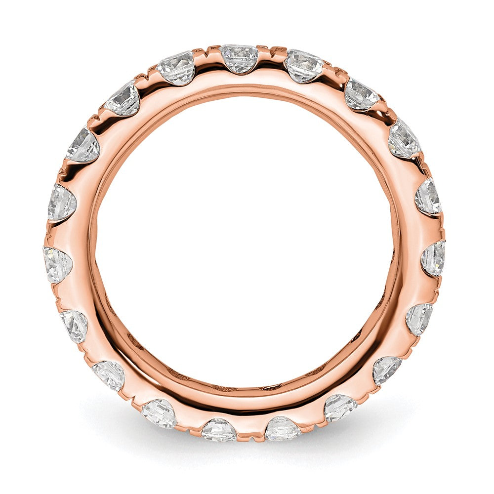 14k Rose Gold Polished Size 4 U-Shared Prong 2 carat Diamond Complete Eternity Band