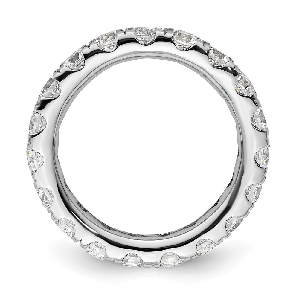 14k White Gold Polished Size 4.5 U-Shared Prong 2 carat Diamond Complete Eternity Band