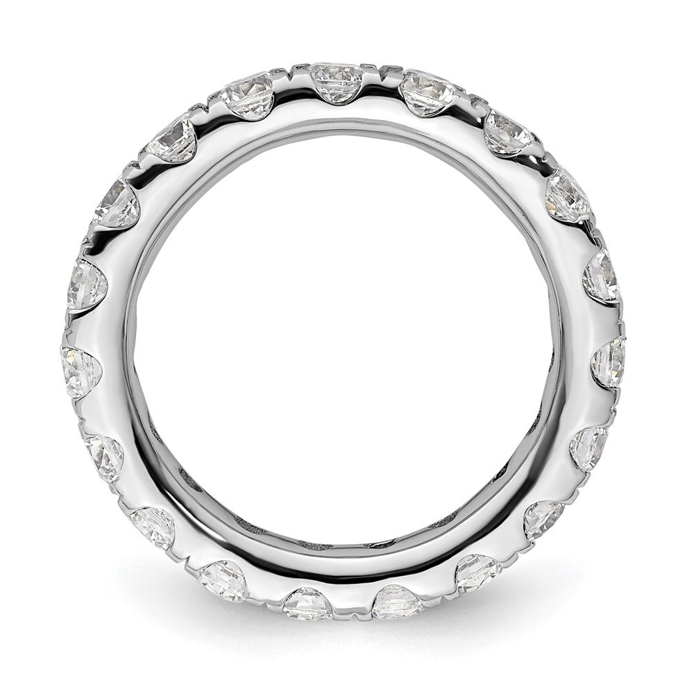 14k White Gold Polished Size 4.5 U-Shared Prong 2 carat Diamond Complete Eternity Band