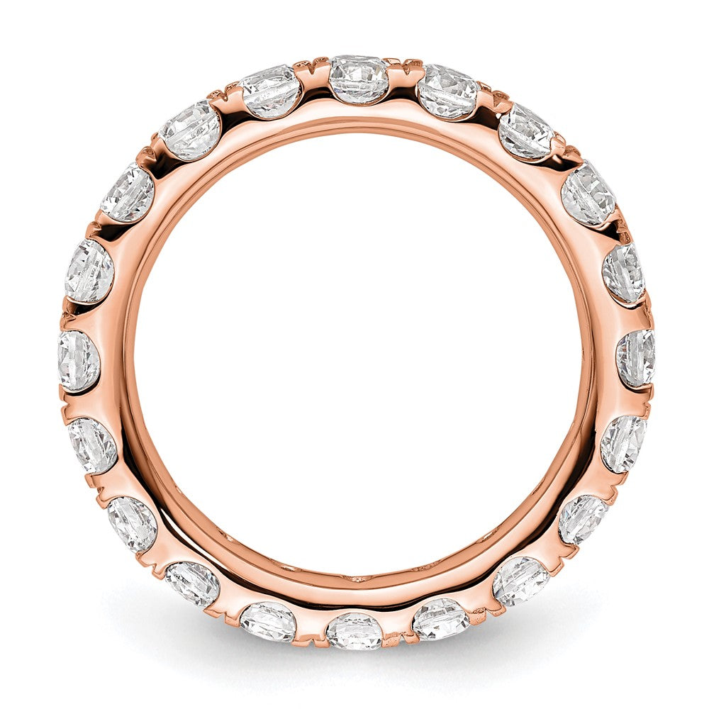 14k Rose Gold Polished Size 5 U-Shared Prong 2 carat Diamond Complete Eternity Band