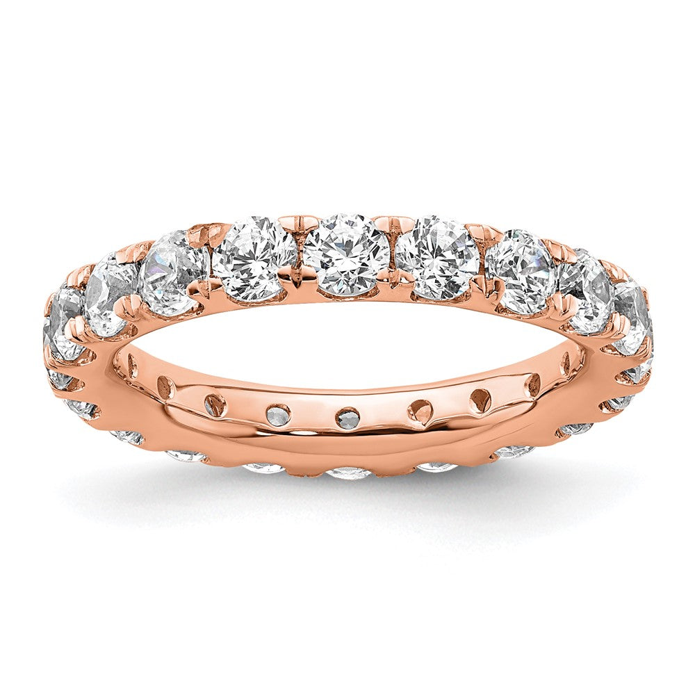 14k Rose Gold Polished Size 5 U-Shared Prong 2 carat Diamond Complete Eternity Band