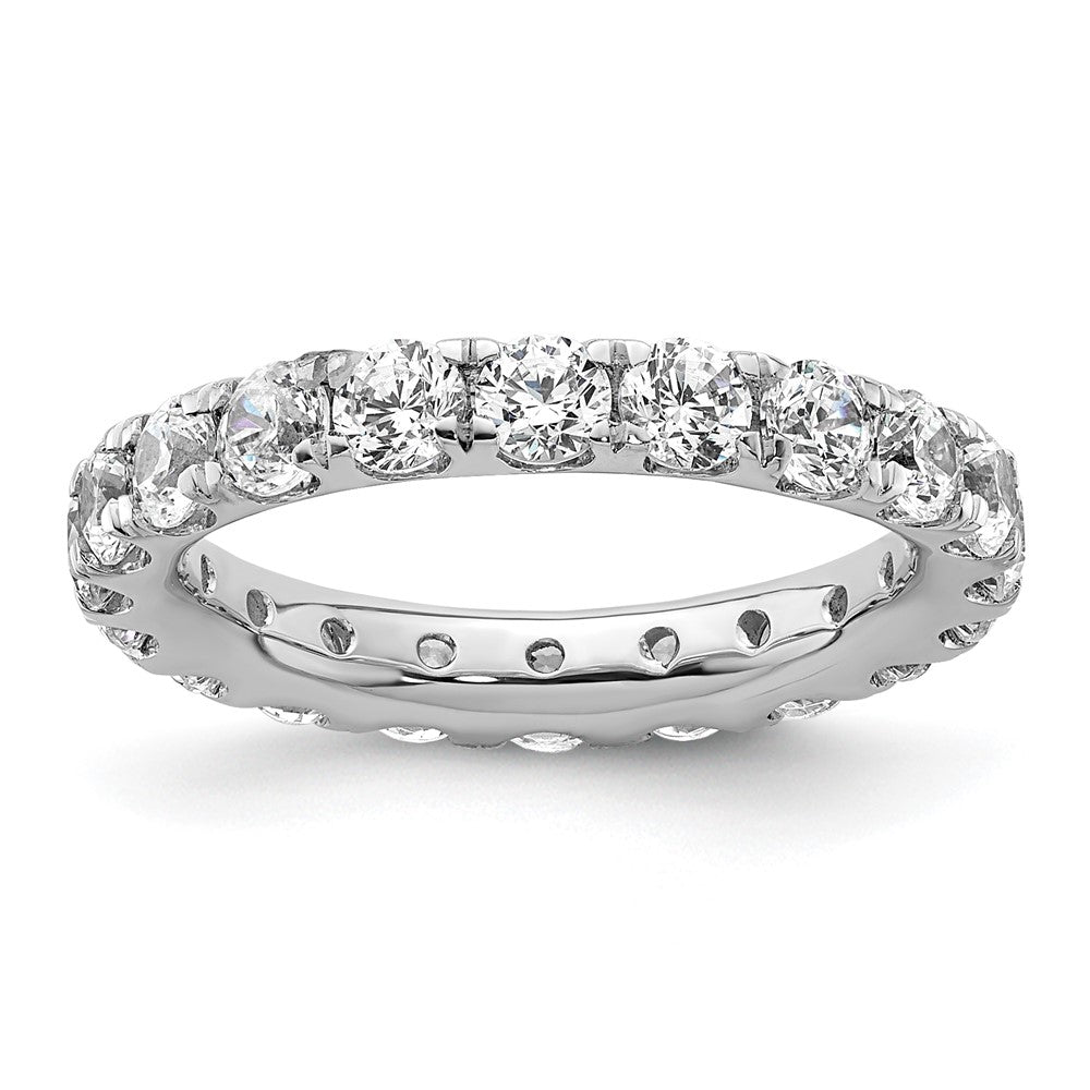 14k White Gold Polished Size 5 U-Shared Prong 2 carat Diamond Complete Eternity Band