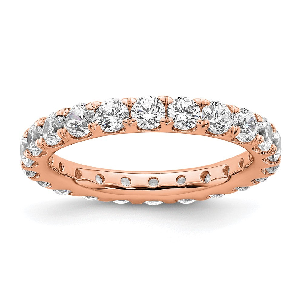 14k Rose Gold Polished Size 6 U-Shared Prong 2 carat Diamond Complete Eternity Band