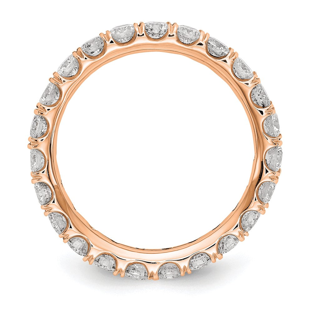 14k Rose Gold Polished Size 7.5 U-Shared Prong 2 carat Diamond Complete Eternity Band