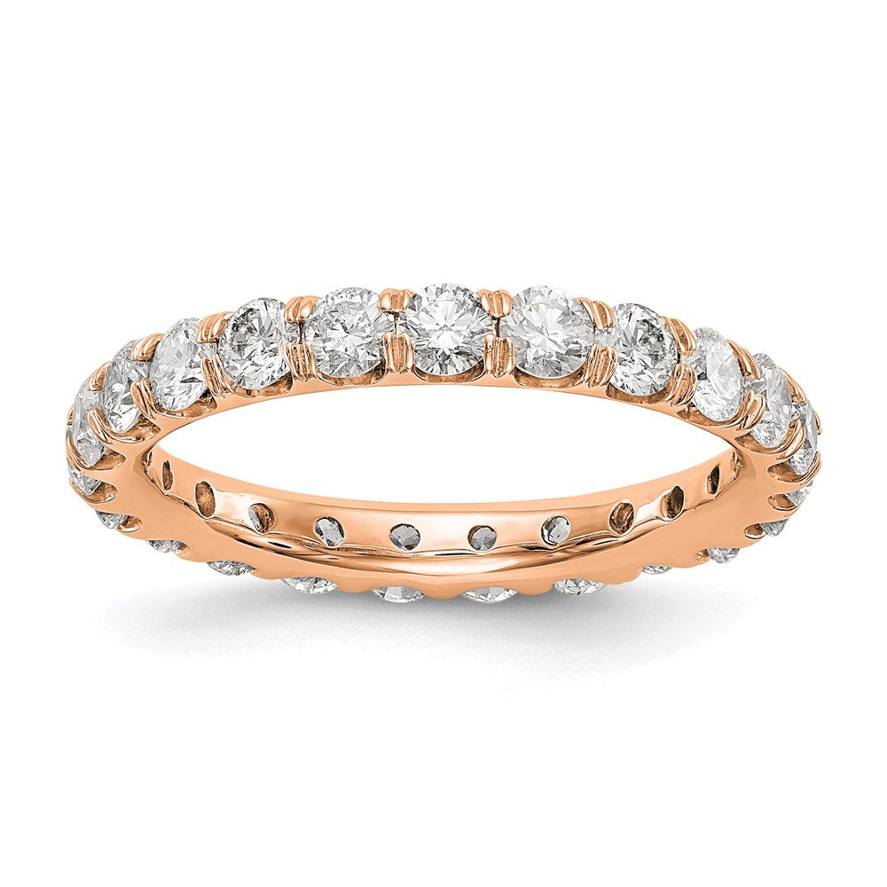 14k Rose Gold Polished Size 7 U-Shared Prong 2 carat Diamond Complete Eternity Band