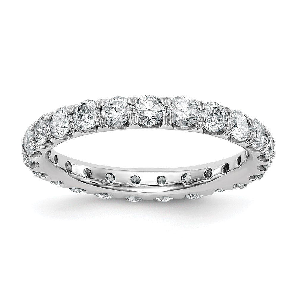 14k White Gold Polished Size 7.5 U-Shared Prong 2 carat Diamond Complete Eternity Band