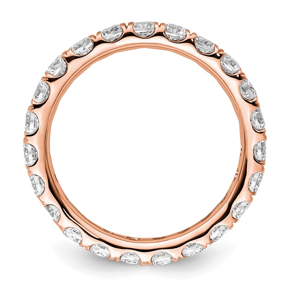 14k Rose Gold Polished Size 8.5 U-Shared Prong 2 carat Diamond Complete Eternity Band