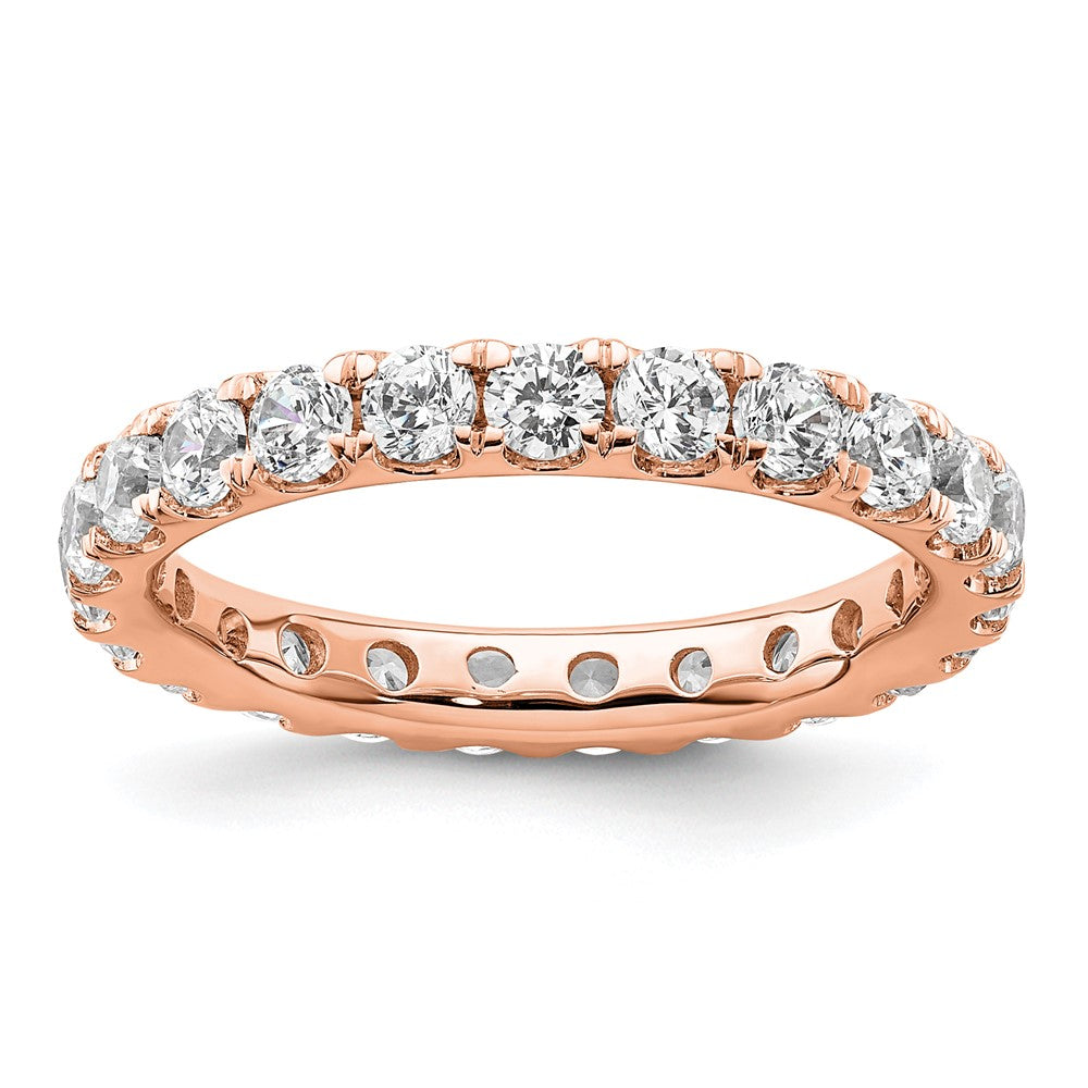 14k Rose Gold Polished Size 8 U-Shared Prong 2 carat Diamond Complete Eternity Band