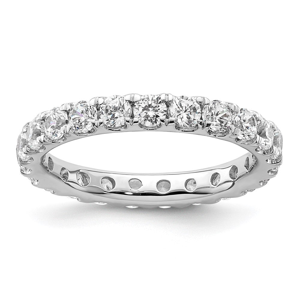 14k White Gold Polished Size 8.5 U-Shared Prong 2 carat Diamond Complete Eternity Band