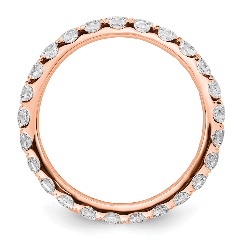 14k Rose Gold Polished Size 9 U-Shared Prong 2 carat Diamond Complete Eternity Band