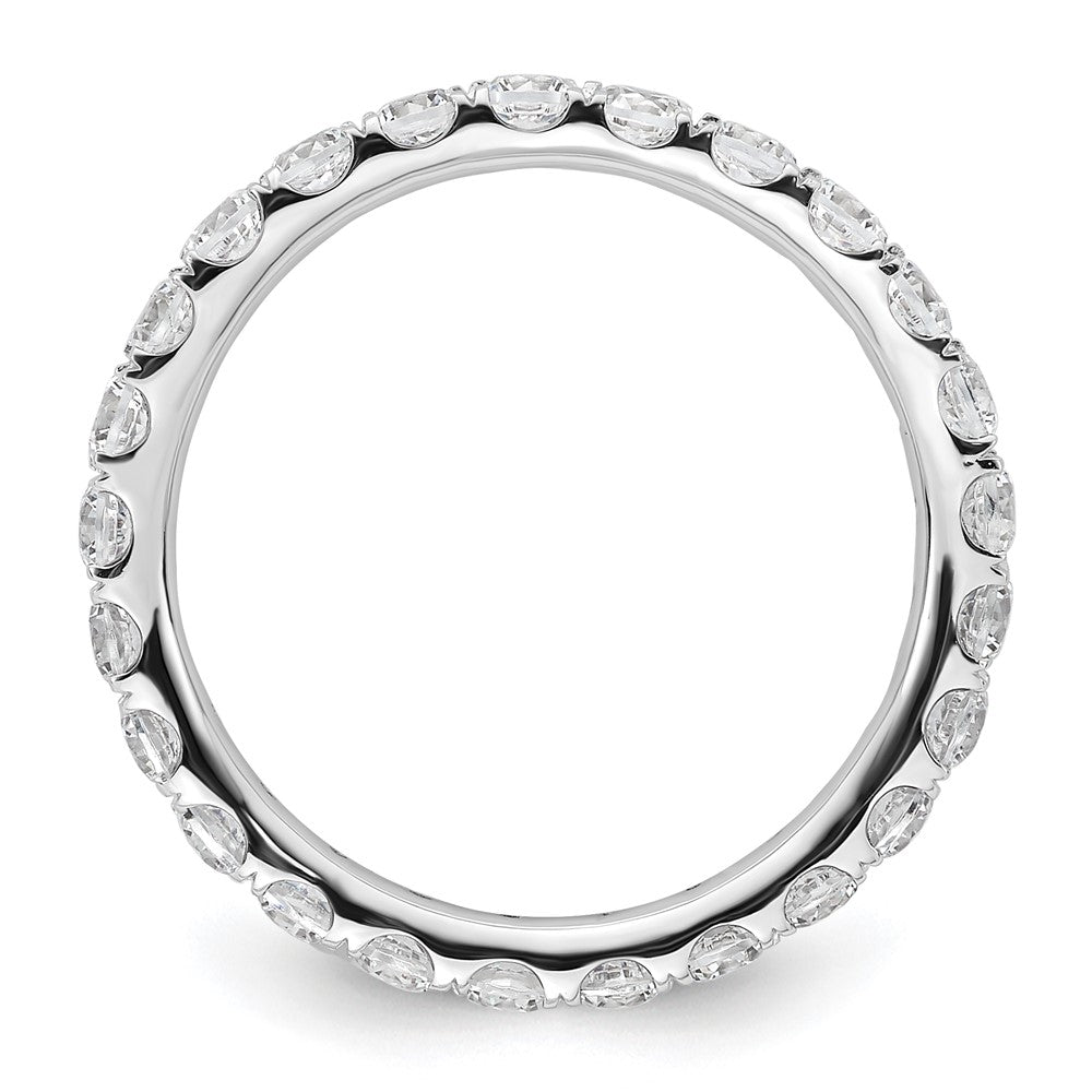 14k White Gold Polished Size 9 U-Shared Prong 2 carat Diamond Complete Eternity Band