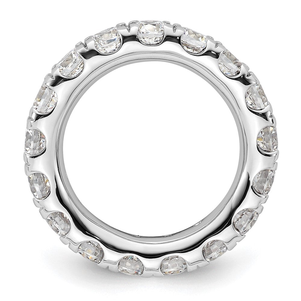 14k White Gold Polished Size 4.5 U-Shared Prong 3 carat Diamond Complete Eternity Band