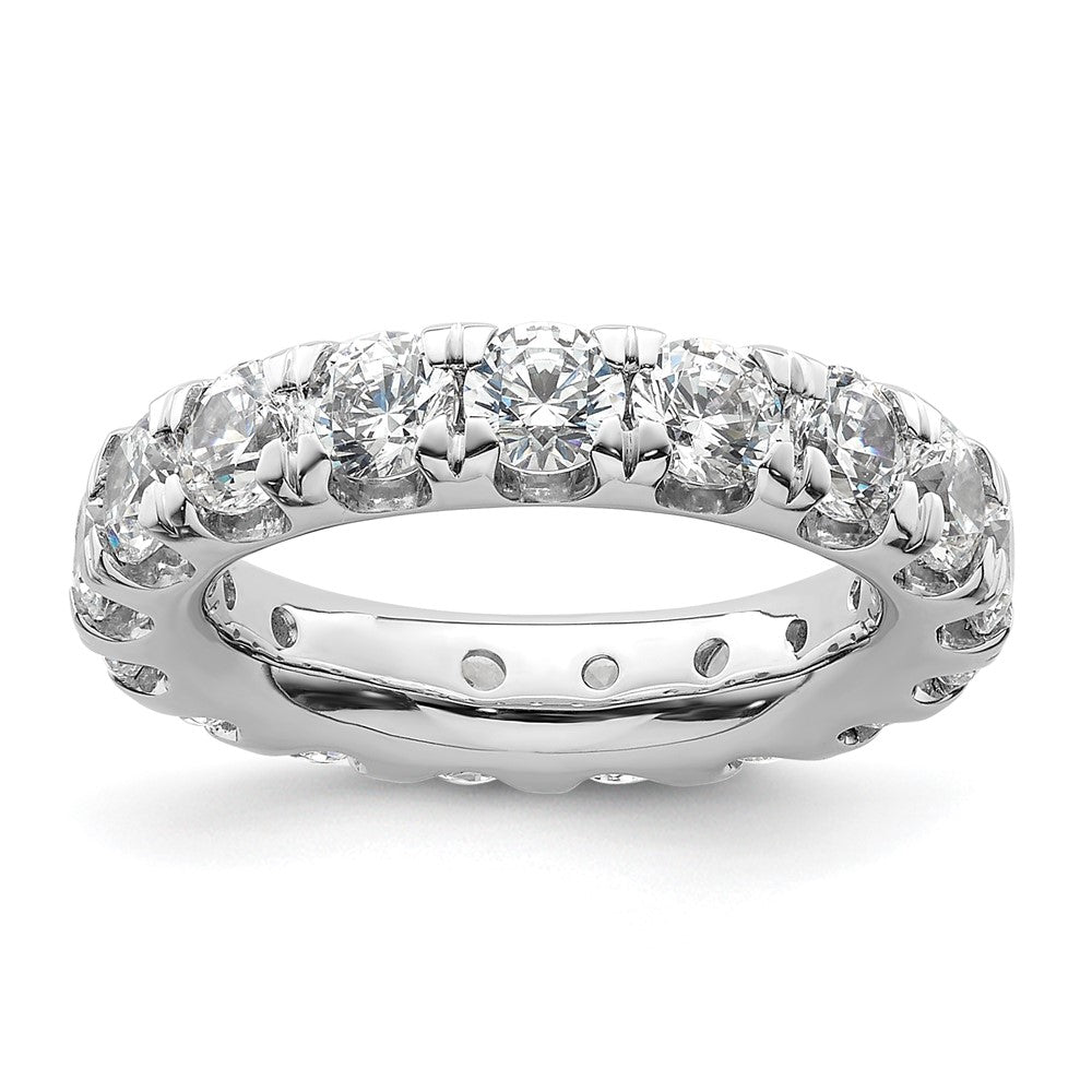 14k White Gold Polished Size 4 U-Shared Prong 3 carat Diamond Complete Eternity Band