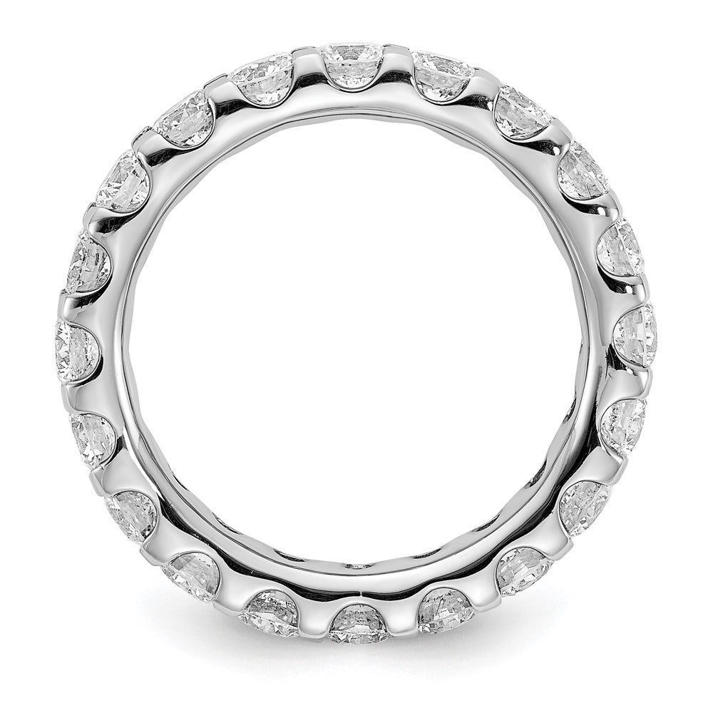 14k White Gold Polished Size 7.5 U-Shared Prong 3 carat Diamond Complete Eternity Band