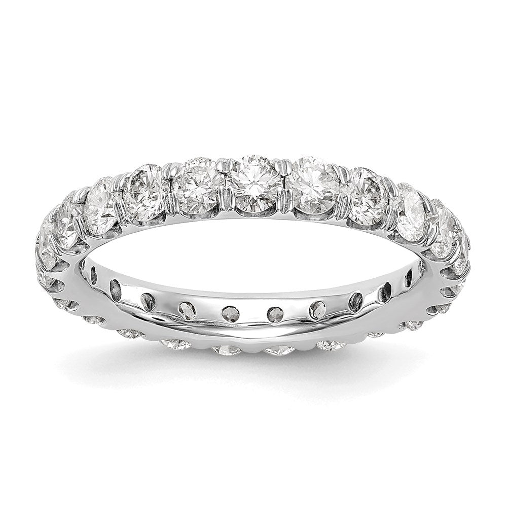 14k White Gold Polished Size 7.5 U-Shared Prong 3 carat Diamond Complete Eternity Band