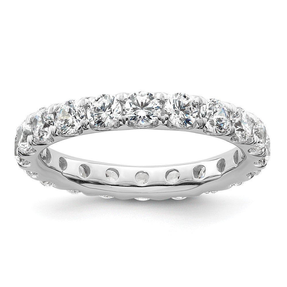 14k White Gold Polished Size 8 U-Shared Prong 3 carat Diamond Complete Eternity Band