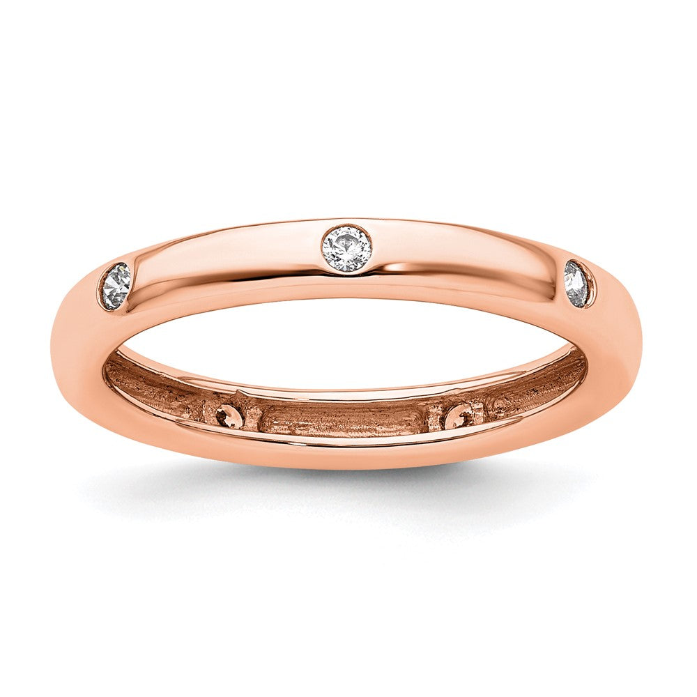 14k Rose Gold Polished Size 4.5 Bezel-set 1/10 carat Diamond Complete Eternity Band