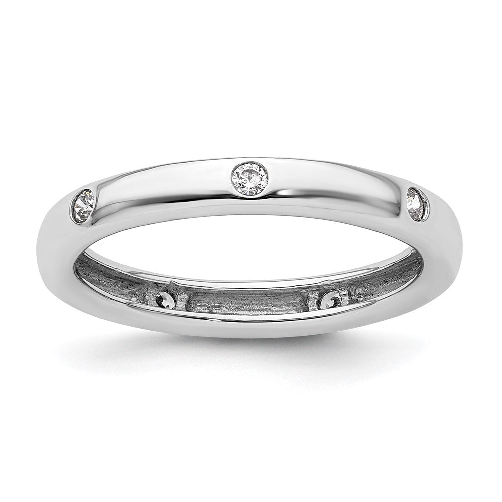 14k White Gold Polished Size 4.5 Bezel-set 1/10 carat Diamond Complete Eternity Band