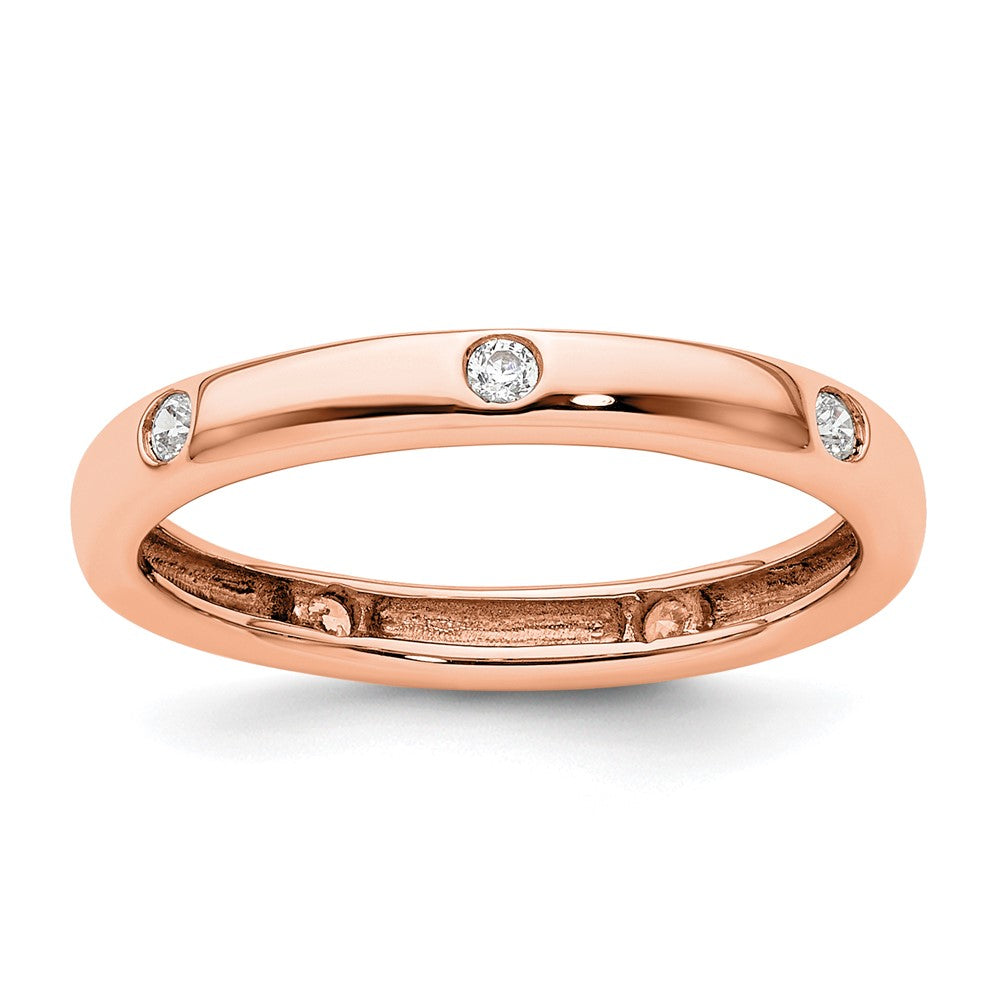 14k Rose Gold Polished Size 5 Bezel-set 1/10 carat Diamond Complete Eternity Band