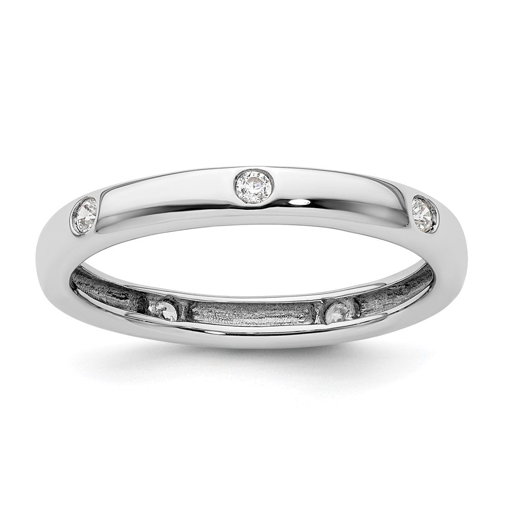 14k White Gold Polished Size 5 Bezel-set 1/10 carat Diamond Complete Eternity Band