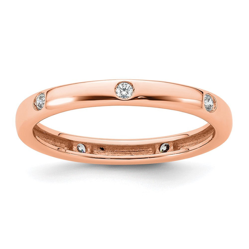 14k Rose Gold Polished Size 6.5 Bezel-set 1/10 carat Diamond Complete Eternity Band