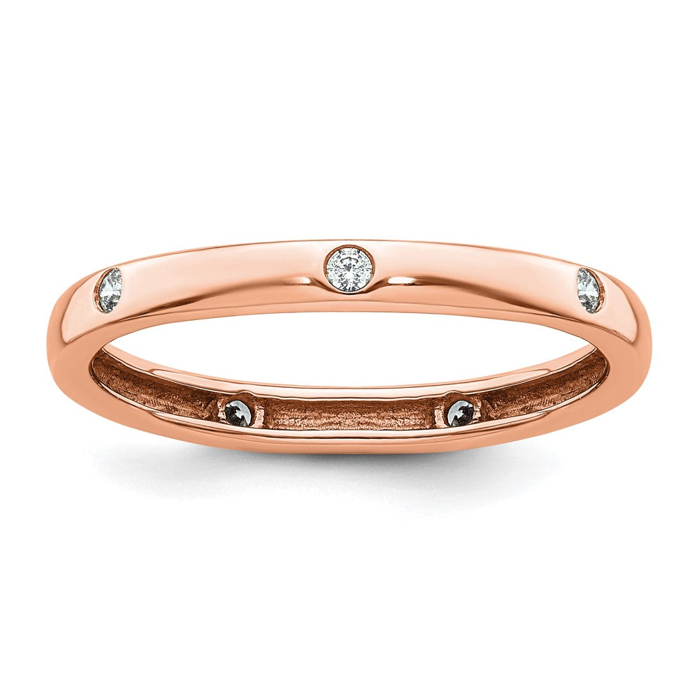 14k Rose Gold Polished Size 8.5 Bezel-set 1/10 carat Diamond Complete Eternity Band