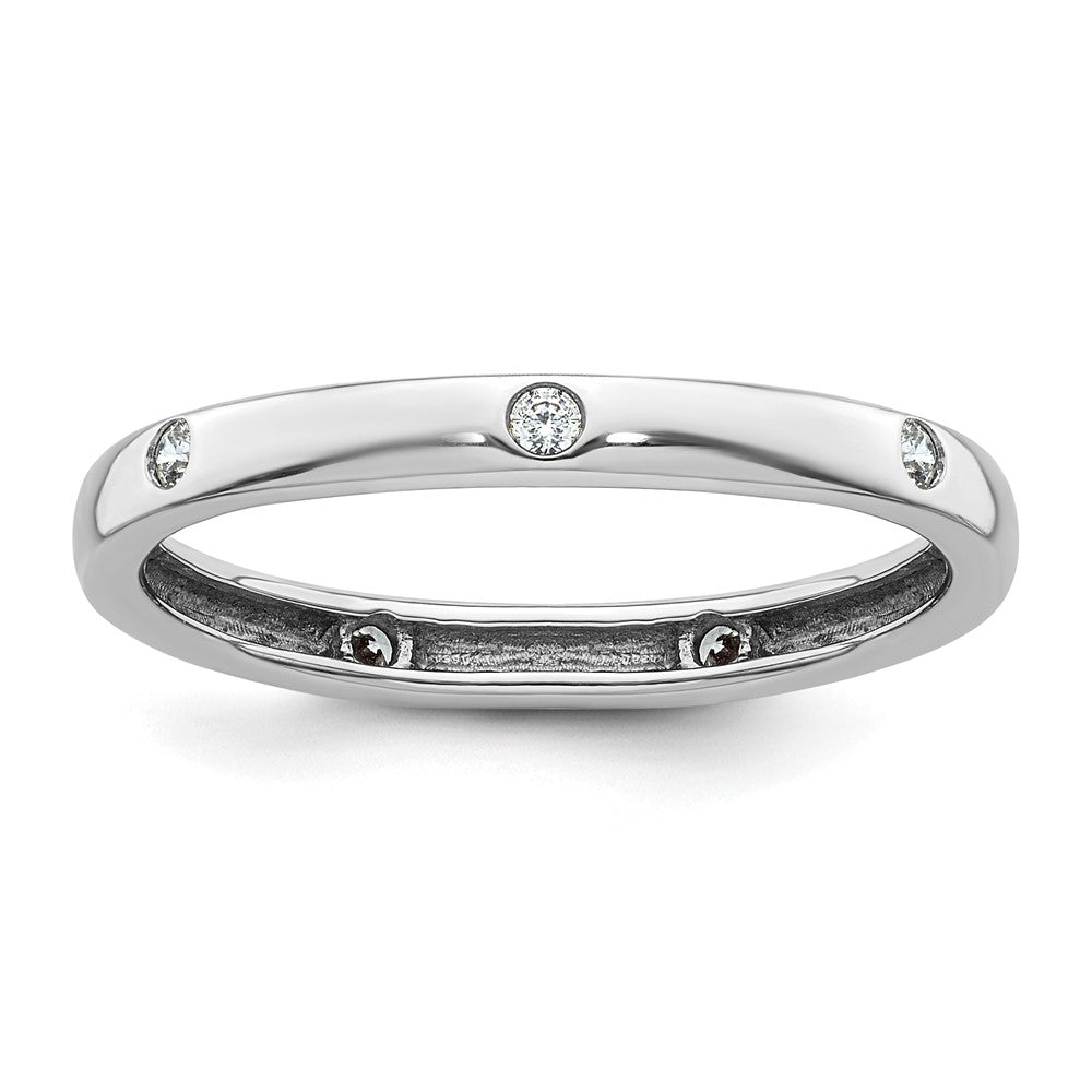 14k White Gold Polished Size 8 Bezel-set 1/10 carat Diamond Complete Eternity Band