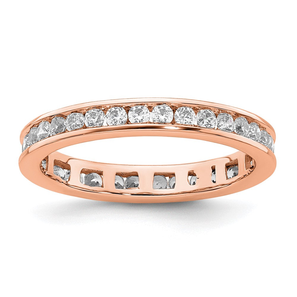 14k Rose Gold Polished Size 4 Channel-set 1/2 carat Diamond Complete Eternity Band