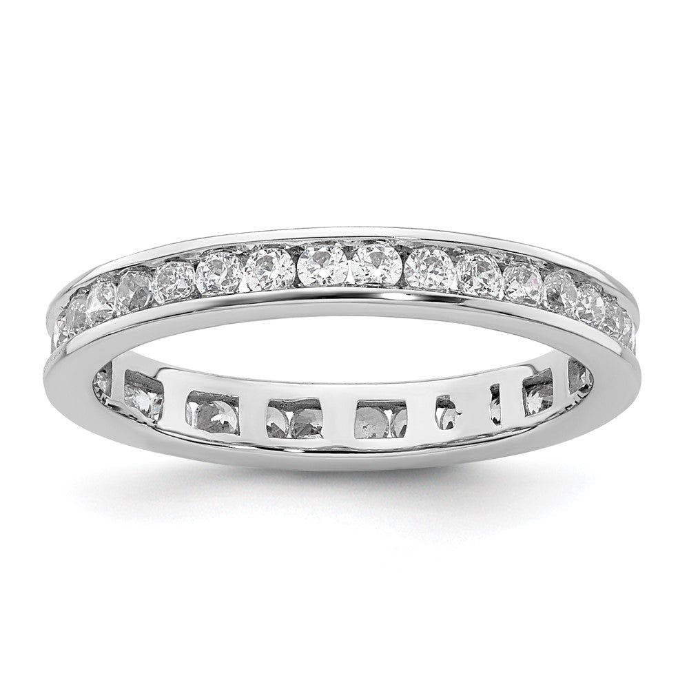 14k White Gold Polished Size 4 Channel-set 1/2 carat Diamond Complete Eternity Band