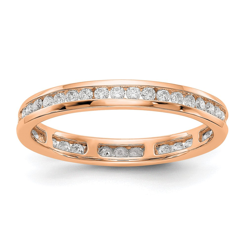 14k Rose Gold Polished Size 7 Channel-set 1/2 carat Diamond Complete Eternity Band