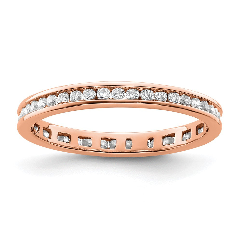 14k Rose Gold Polished Size 8 Channel-set 1/2 carat Diamond Complete Eternity Band