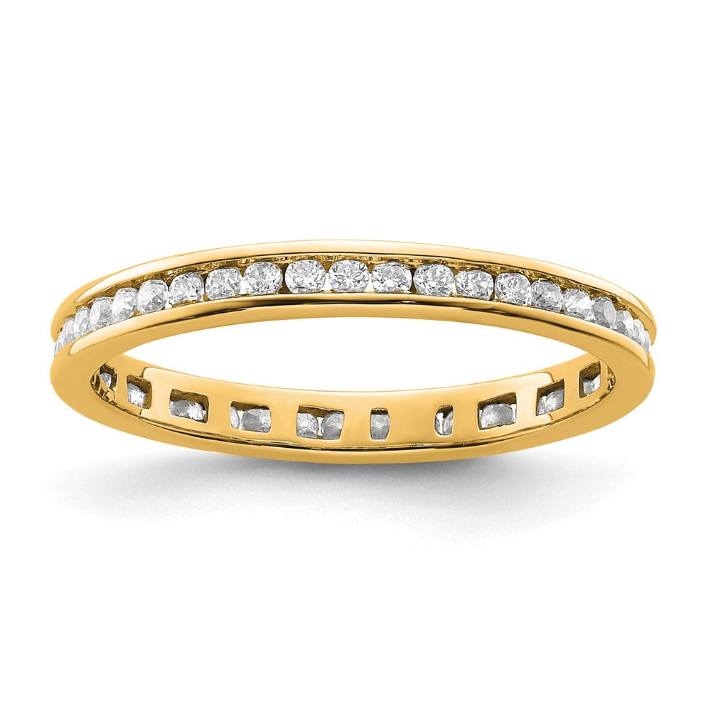 14k Polished Size 8 Channel-set 1/2 carat Diamond Complete Eternity Band