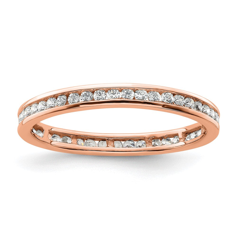 14k Rose Gold Polished Size 9 Channel-set 1/2 carat Diamond Complete Eternity Band