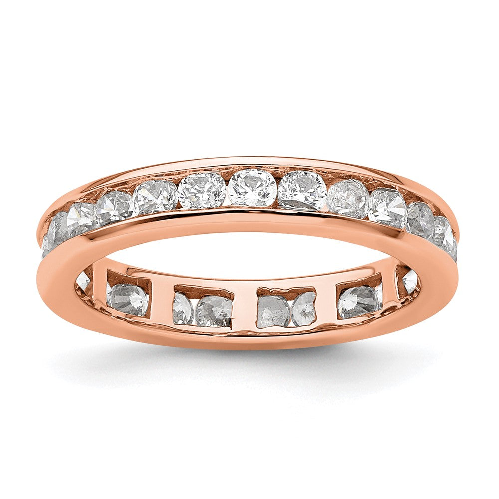 14k Rose Gold Polished Size 4 Channel-set 1 carat Diamond Complete Eternity Band