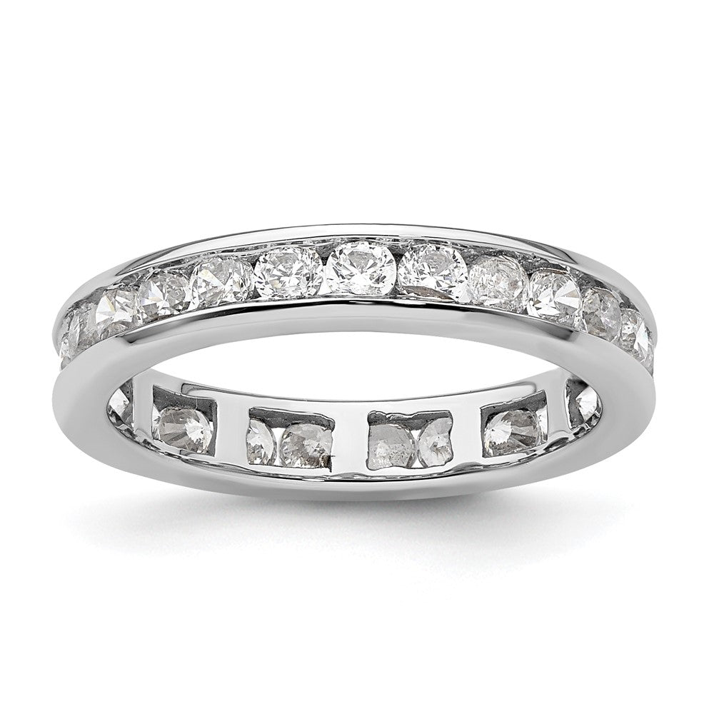 14k White Gold Polished Size 4 Channel-set 1 carat Diamond Complete Eternity Band